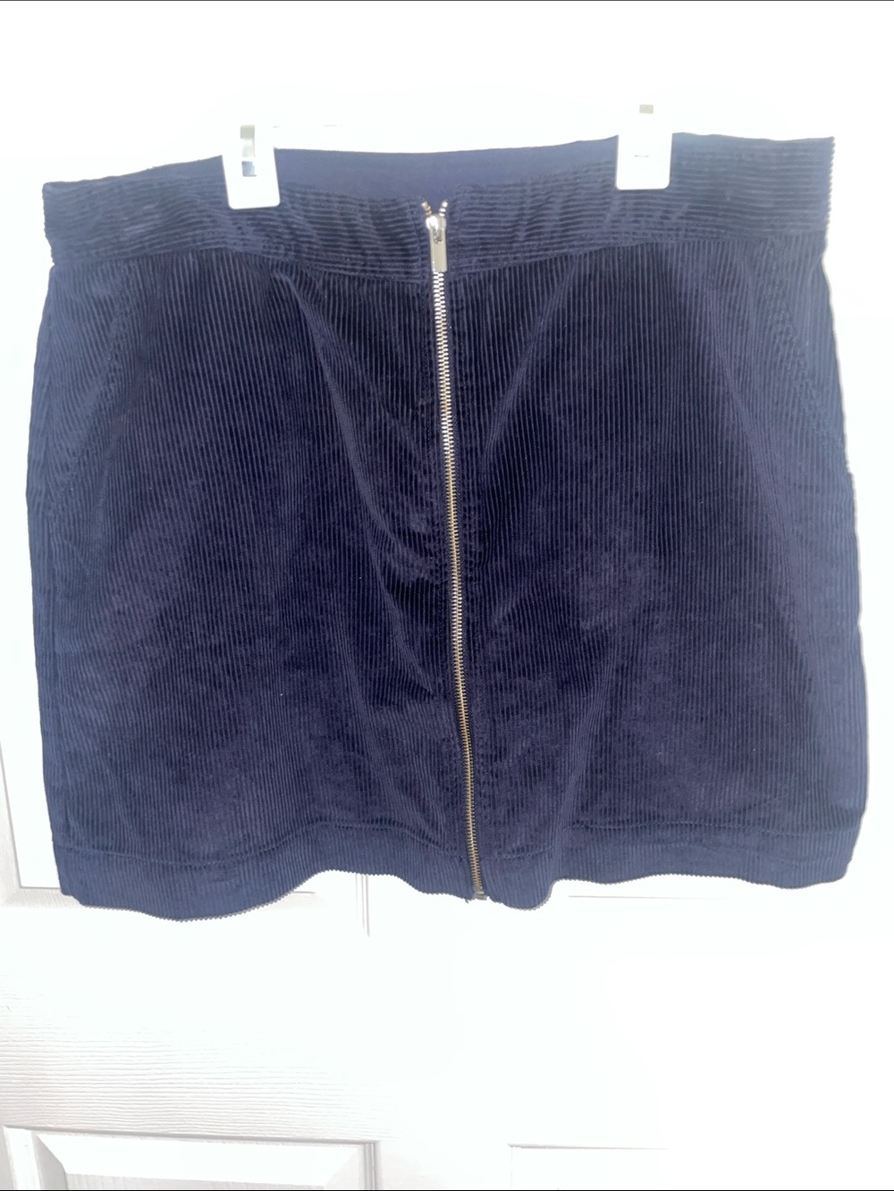 GAP Navy Corduroy Front-Zip Mini Skirt